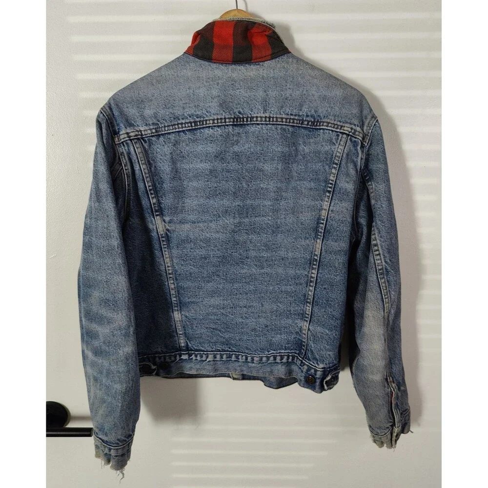Vintage Levis Jacket Mens 44L Thrashed Blanket Lined Type 3 Denim USA Made 80s